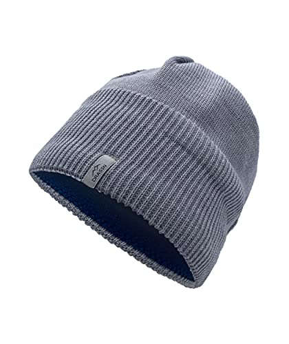 DRASSN Mütze Moosbach - Klassische Strickmütze für Damen & Herren - nachhaltig durch recycelte Materialien - weich und warm durch Innen Fleece - auch für große Köpfe, Stretchy (Hellgrau)