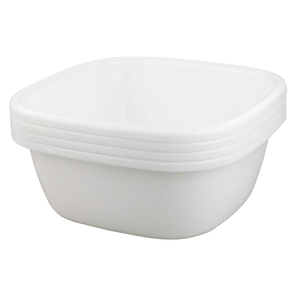 Yarebest 4-pack 12 Quart Plastic Wash Basin, Dish Washing Pans, White Wash Basins