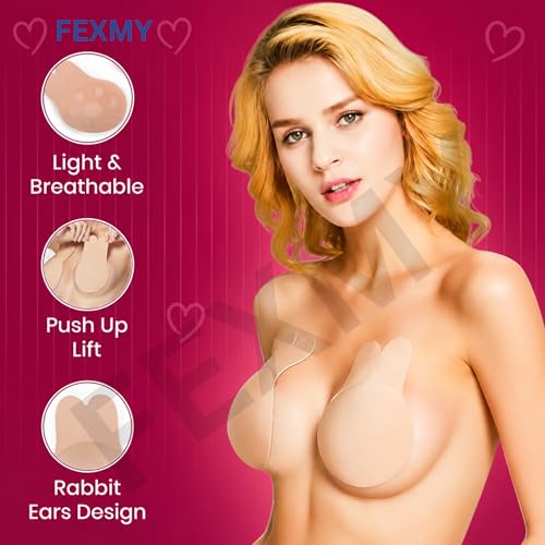 Image of Women's & Girl's Strapless Push Up Wire Free Stick On Invisible Bra, Sticky Liftup Silicone, Stick on Bra for Backless Dress Free Size B Cup