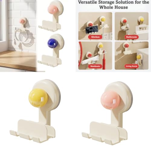 Organizador de Pared para Fregadero de Cocina con Ventosa, Canasta Abierta con Ganchos, Soporte de ABS para Baño y Cocina miniatura 2
