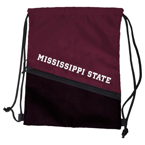 Logo Brands NCAA Mississippi State Bulldogs Tilt Backsack - Water Resistant Drawstring Bag with Dual Strap Closure, Zipper Mesh Pocket, Lightweight & Portable
