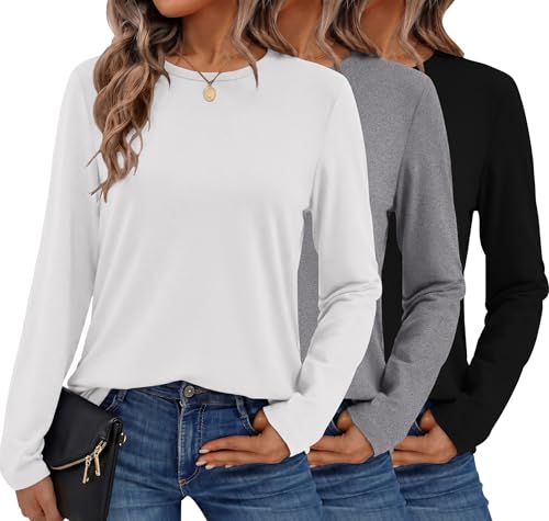 Ekouaer Women’s Long Sleeve Thermal Tops (3 Pack) Crew Neck