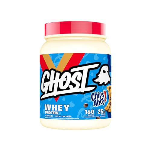 GHOST Whey Protein Powder, Chips Ahoy! - 1LB Tub, 25G of Protein - Flavored Isolate, Concentrate & Hydrolyzed Whey Protein Blend - Post Workout Shakes