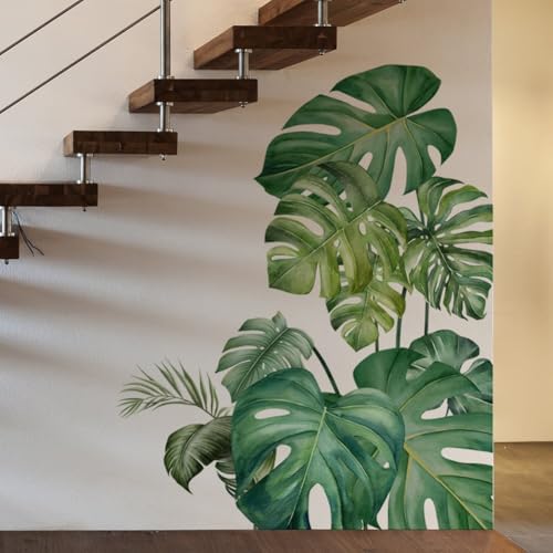 Vinilo decorativo de pared 3D hojas Monstera 30x90 cm
