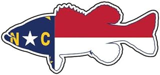 MAGNET North Carolina State Flag Bass Sticker Largemouth Sport Fishing Fish Nc Magnetic Vinyl Car Fridge Sticks to any Metal Surface 5"