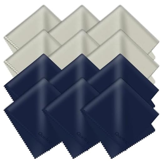 Quelcc 12 Pack Panno Pulizia Occhiali, Microfibra Panni Pulizia, Panno Microfibra Occhiali, Lavabili per Pulizia di Occhiali per Schermi, Lenti, Tablet, Telefoni, Riutilizzabile(6 Blu + 6 Grigio)