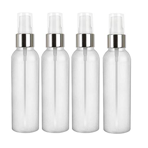 Moyo Natural Labs 2 Ounce HDPE Fine Mist Spray Bottles (4 pack) BPA Free TSA Compliant Travel Size Bottle Set Made in USA (Pack of 4, HDPE Translucent White)