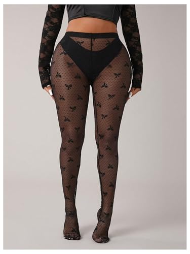 MakeMeChic Women's Mesh Sheer Bow Pattern Tights Stretchy Stockings Pantyhose Clubwear4