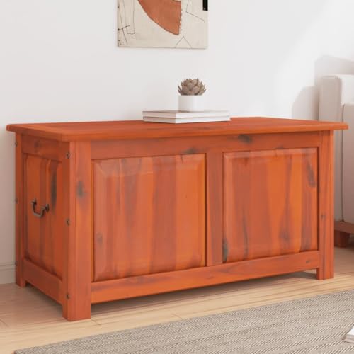 Vetnasa Baúl de almacenamiento con tapa madera maciza de acacia marrón Mobiliario, Armarios y almacenamiento, Baúles de almacenamiento Marrón 20,5 KG