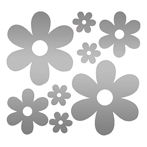 Image of Groovy Daisy Flower (Metallic Silver) (Set of 2) Premium Waterproof Vinyl Decal Stickers for Laptop Phone Accessory Helmet Car Window Bumper Mug Tuber Cup Door Wall Decoration