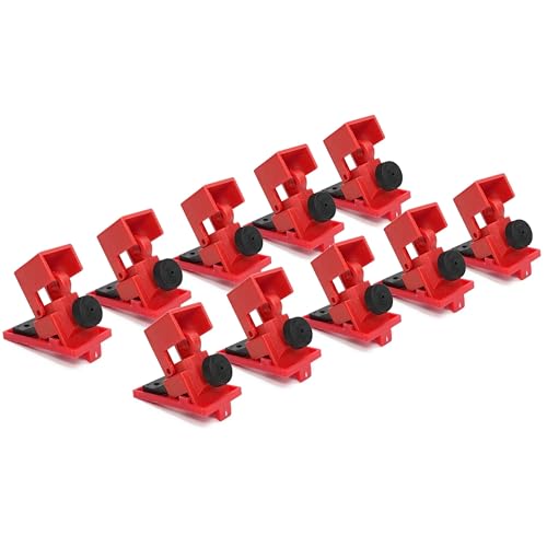 TRADESAFE Circuit Breaker Lockout Device, 10 Pack, 120/277 Volt, Clamp-on Single Pole Breaker Lock Out Device, OSHA Compliant, Premium Grade, Medium