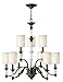 Hinkley-Nine Light English Bronze Ivory Fabric Shade Drum Shade Chandelier-4798EZ