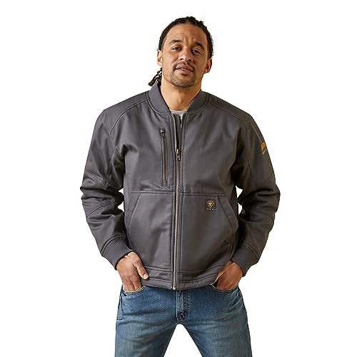 ARIAT Men's Rebar Stretch Canvas Bomber Jacket - Rebar Grey, Small