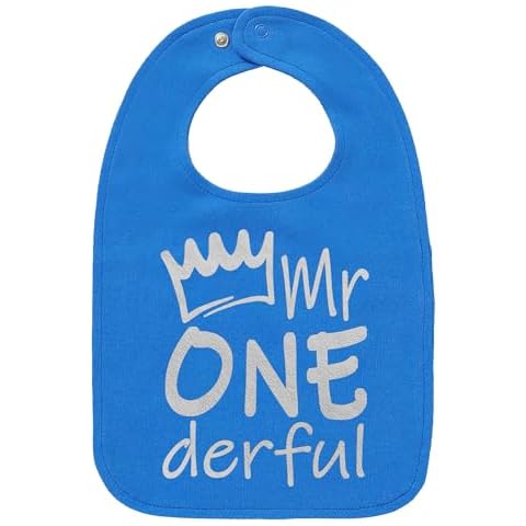 Aiden's Corner Handmade Cute Baby Boy Mr Onederful First Birthday Smash Cake Bib - 1st Birthday Bibs (Silver Royal) Cover