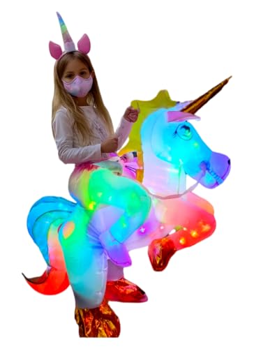 Kids Inflatable Unicorn Ride-On Costumes Halloween Animal Party S(3~5T)