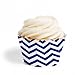 Dress My Cupcake Mini Cupcake Wrappers, Chevron, Navy Blue, Set of 18