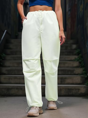 Image of Bewakoof Women's Oversized Fit Mid Rise 100% Cotton Solid Relaxed Fit Casual Pants