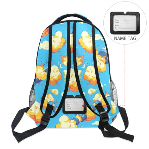Sac à dos scolaire dessin animé élégant avec imprimé graphique - 6