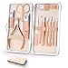Nail Clippers Set Manicure Pedicure Kit - Manicure Set Women Professional Stainless Steel Pedicure Nail Clipper Tools + Aceoce Travel Luxury 12 In 1 With Grooming Travel Leather (Rose Glod)