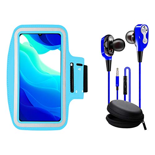 Brazalete movil Running con Auriculares con Cable Dual Driver Brazalete valido para telefonos moviles de hasta 7" (Azul) Cover