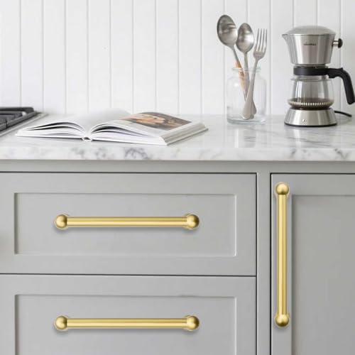 LONHECAN 5 Pack Heavy Duty Solid Brushed Gold Cabinet Pulls - Elegant Gold Handle for Drawers and Cabinets, 10 Inch Hole Center, Modern Kitchen & Bathroom Hardware. by LONHECAN - Used condition - Image 5