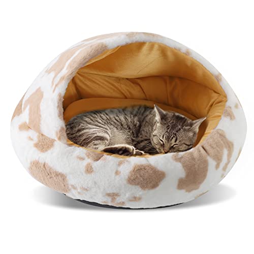 Lit pour Chats Cave à Chats Lit pour Animaux domestiques Doux, Moelleux et Chaud, Pliable Maison pour Chats Couchage Confortable pour Chats Chaton (café) Cover