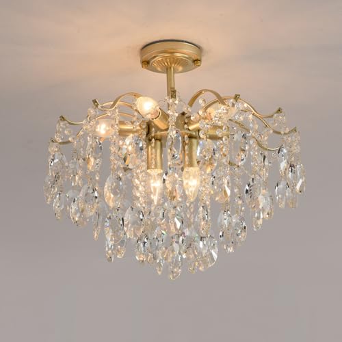 Plafonnier en cristal intérieur E14 pour sublimer l'ambiance du salon QTHWB