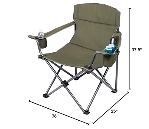 Internet's Best Xl Padded Camping Folding Chair - Cooler Bag - Outdoor - Green - Sports - Insulated Cup Holder - Heavy Duty - Carrying Case - Beach - Extra Wide - Quad #TOP1