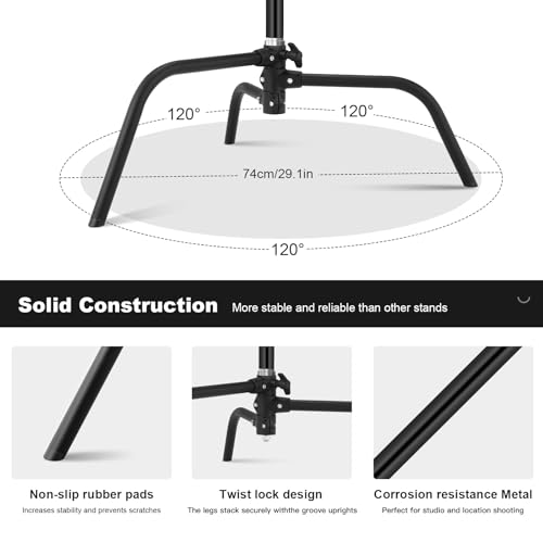 Image of Heavy Duty C Stand 10.8ft /330cm 100% Stainless Steel C-Stand with Boom Arm