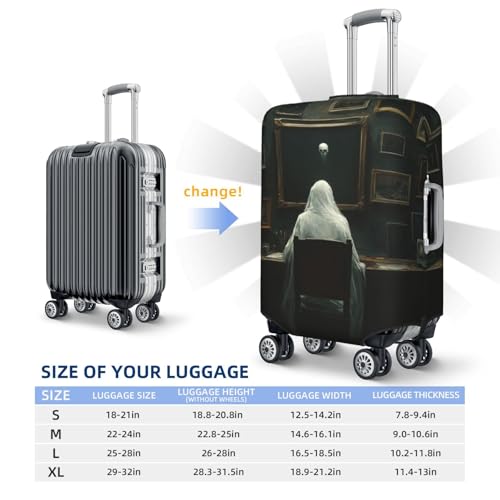 Ghostly Figure Sitting At An Old Desk Elastic Travel Luggage Covers Dustproof Scratch-Resistant Suitcase Protector Fit 22-24 Inch4
