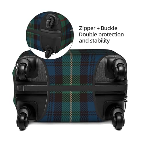 Travel Luggage Cover,Green Blue Plaid Pattern Stretch Suitcase Cover Protector with Zipper Closure For 18-32 Inch Luggage3