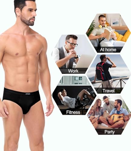 wirarpa Men's Underwear Cotton Stretch Briefs Covered Waistband Underpants No Fly 4 Pack4