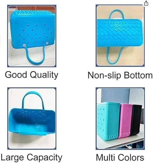 Rubber Beach Tote EVA Waterproof Beach Bag, Rubber Travel Bags Sandproof Large Size Handbag (peach, X-Large)4