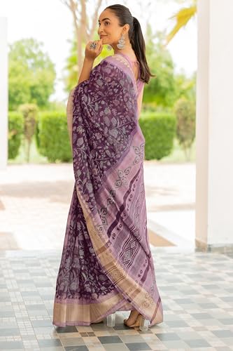 Image of MIRCHI FASHION Women Saree Cotton Blend Kalamkari Printed | Comfortable Office and Regular Daily Use Sari with Unstitched Blouse Piece