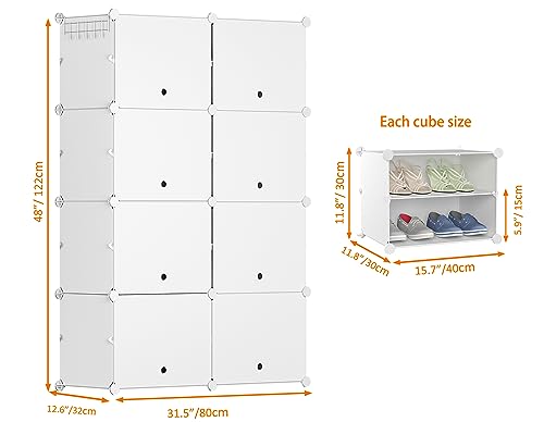 HOMIDEC Shoe Rack, 8 Tier Shoe Storage Cabinet 32 Pair Plastic Shoe Shelves Organizer for Closet Hallway Bedroom Entryway