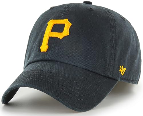 47 MLB Team Color Primary Logo Franchise Fitted Baseball Hat Cap, Unisex Adult - Pittsburgh Pirates - Black (Small)