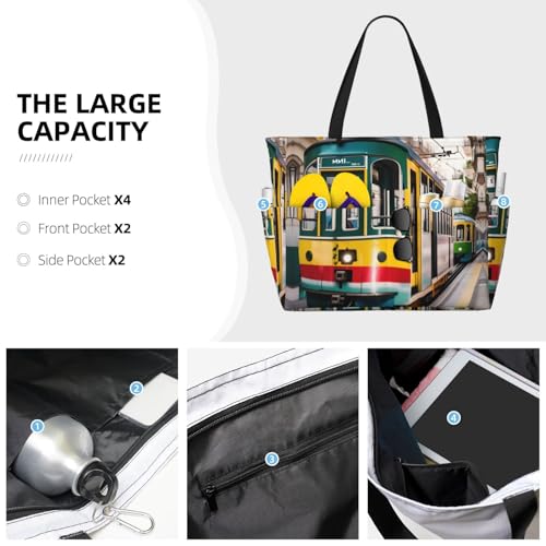 Sac fourre-tout imperméable imprimé Lisbonne pour simplifier vos sorties plage - 4