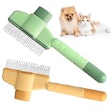 2 Stk für Fellblitz Bürste Katzenbürste Selbstreinigende Haustierbürste, Katzenbürsten Unterfellbürste Katzenhaarbürste, Hundebürste Unterwolle, Katzenkamm Unterfell für Haustiere Langhaar Kurzhaar