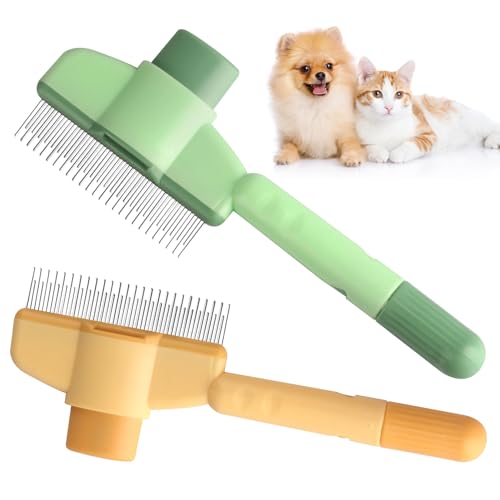 2 Stk für Fellblitz Bürste Katzenbürste Selbstreinigende Haustierbürste, Katzenbürsten Unterfellbürste Katzenhaarbürste, Hundebürste...