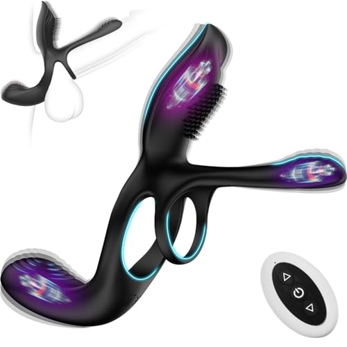 KUSHOR Vibrator for Couple, 3 in 1 Vibrating Cock Ring with 10 Modes, Men's Penis Rings Vibrators, Perineum Mens Vibrator, G spot, Clitorals Stimulator for Women, Sex Novelties, Adult Sex Toys & Games