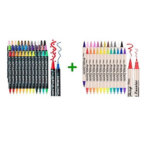 Colpart 60 Pcs Dual Tip Acrylic Paint Pens Markers #TOP5