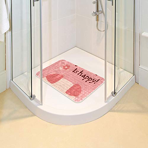 Evita resbalones de niños en la ducha con la alfombrilla de baño antideslizante Tubmats Happy 7