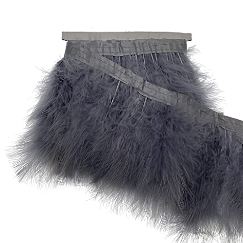 LONDGEN Grijze 2Yard Turkije Marabou Hackle Veer Fringe Trim 6-8 "in Breedte voor DIY Craft Kostuum Decor Feestbenodigdheden Bruiloft Centerpeices