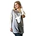 LUNIWEI Women Women Long Sleeve Deer Printed Shirt Casual Blouse Loose Tops T Shirt