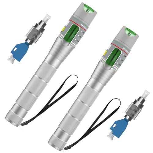 Image of 2PCS Fiber Optic Visual Fault Locator Kit, Red Light Fiber Tester for Single Mode and Multimode Cable, VFL Pen Compatible with SC ST FC LC Connectors, Network Maintenance Test Tool