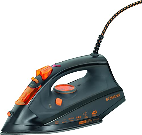 Bomann DB 784 CB Plancha de Vapor, 7 Funciones, 2500 W, 0.36 litros, 0 Decibeles, Acero Inoxidable, Negro y Naranja