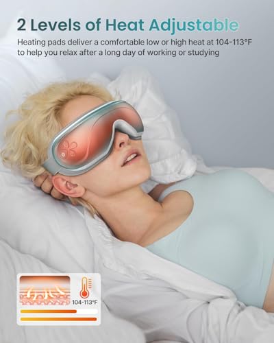 Image of RENPHO Eyeris 2 Eye Massager, Sself Care Gifts for Women, 2 Levels Heated Eye Mask, Rechargeable 1500mAh Battery, Bluetooth Music