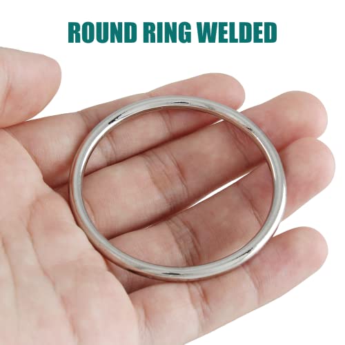 Kemcatui 20 Pcs 2" Welded O Ring, Silver Smoothing Metal O Ring, Round Ring Welded For Camping Belt, Luggage, Dog Leashes, Handbag Accessories #TOP2