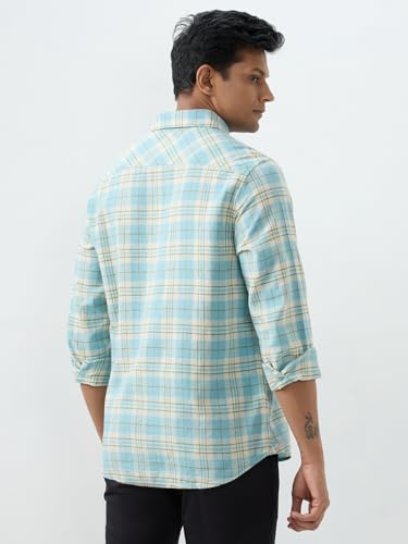 Image of Spykar Men's Slim Fit N /A Full Sleeve Checked Casual Shirts