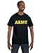 Lucky Ride Military Gear Black Army Short Sleeve T-Shirt with Gold Print, Large